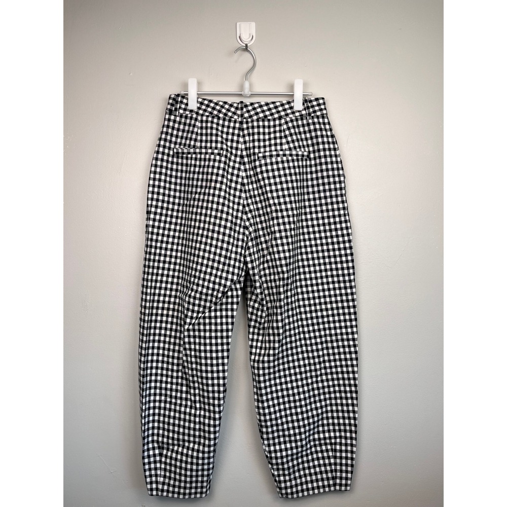 Zara Black White Gingham High Waisted Pleated Tapered Pants Size M - Picture 7 of 9